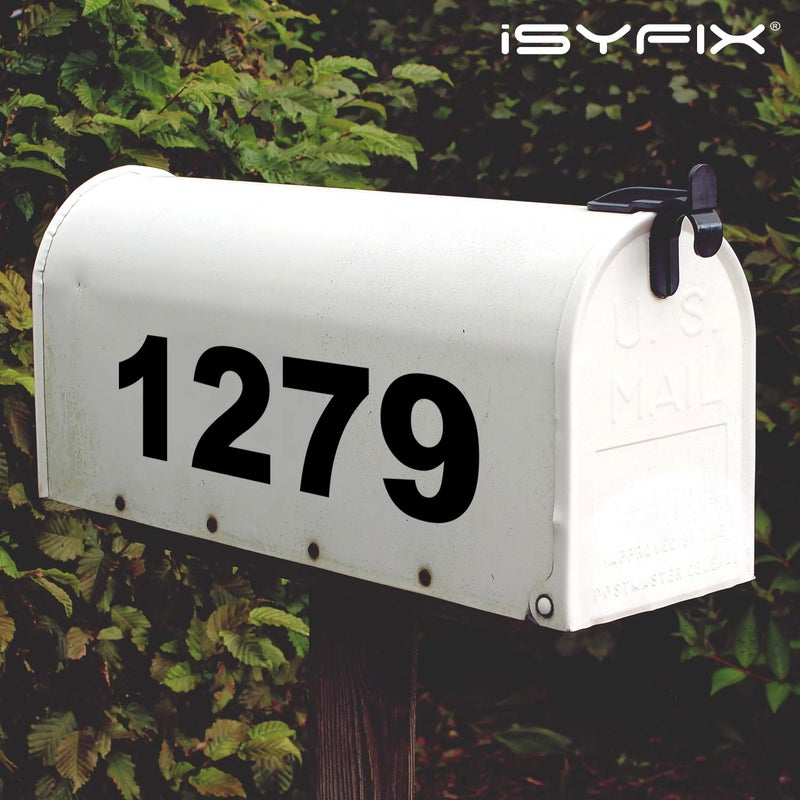 إزيفيكس ملصقات iSYFIX باللون الأسود من الفينيل رقم 1 (واحد) - 6 عبوات ذاتية اللصق مقاس 15.24 سم - ملصق مقطوع بالقالب ومتباعد مسبقًا لعلامات صندوق البريد، نافذة الباب، السيارات، الشاحنات، رقم عنوان العمل المنزلي، داخلي وخارجي - Image 4